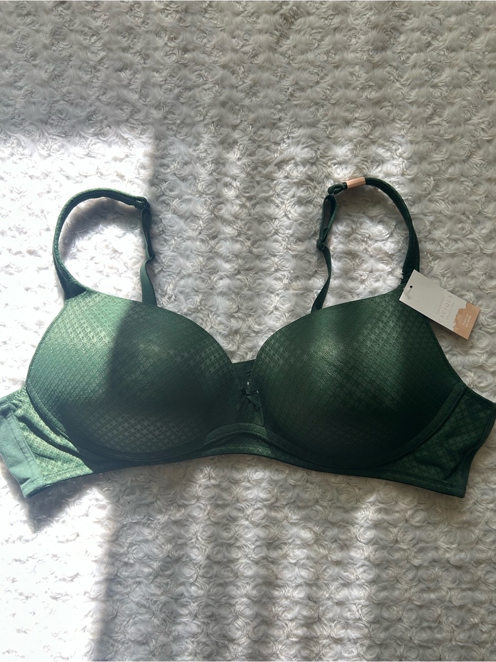 Cacique The Cotton Collection Dark Green Push Up No Wire Bra 46B
